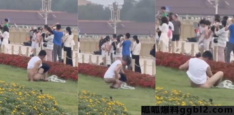 什么素质? 一男子憋不住了 大白天在天安门广场绿化带当众拉屎 thumbnail